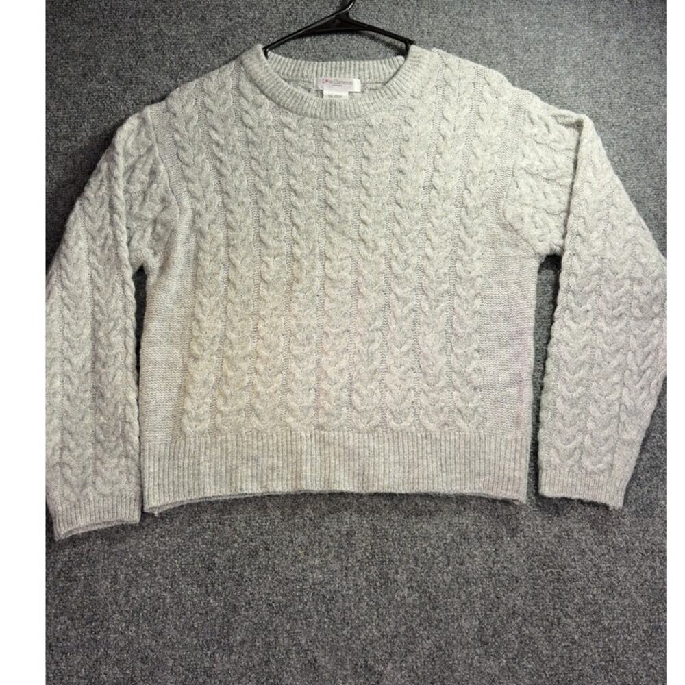 Love Cameron Women's Gray Cable Knit Crewneck Pullover Sweater Size Medium